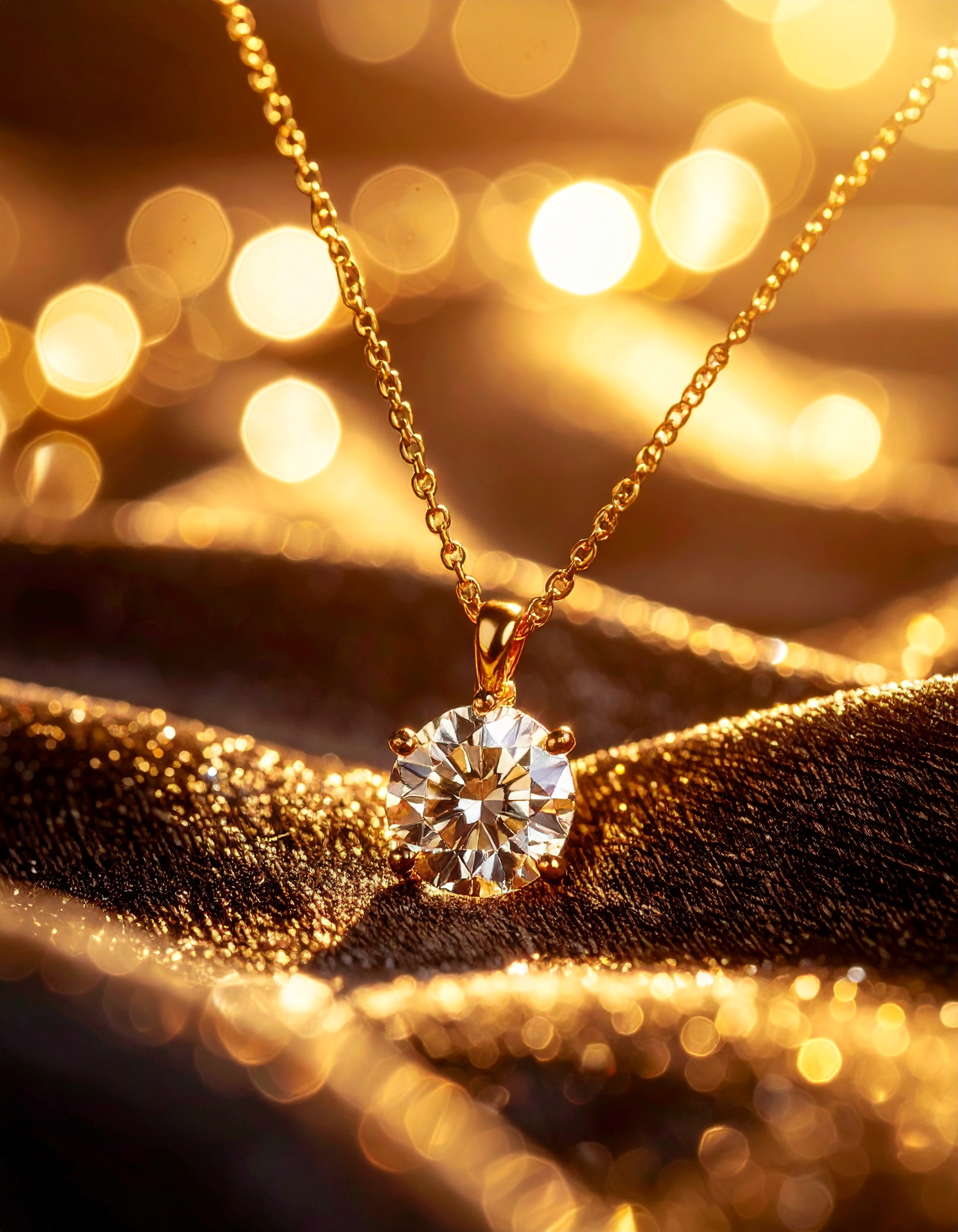 Stunning Gold Necklace with Diamond Pendant